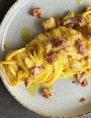 Ricetta Spaghettone XXL Pasta Garofalo con crema di patate e salsiccia di giorgiasbakery