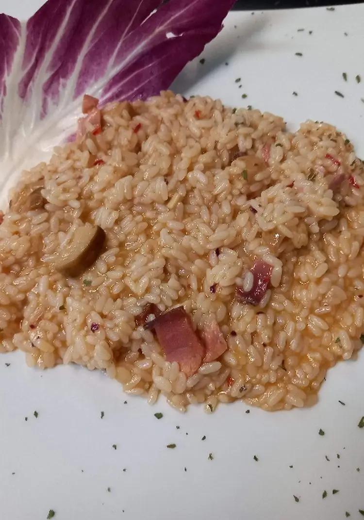 Ricetta Risotto speck e porcini crema di radicchio di Mariomazzei