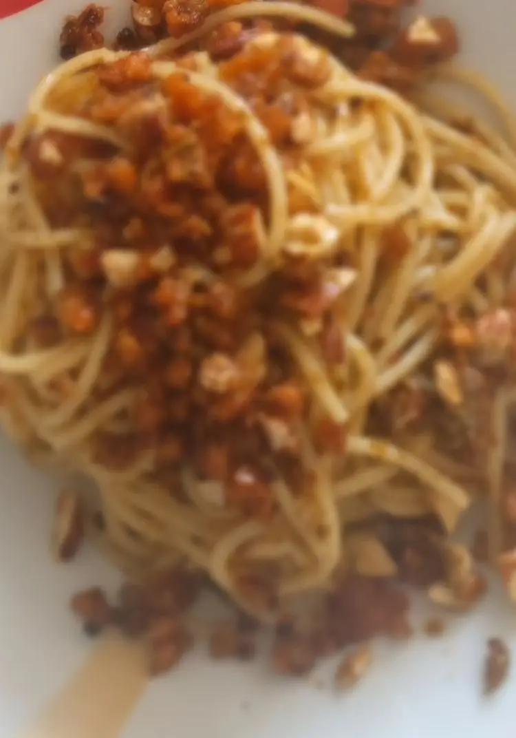 Ricetta Spaghetti cca muddica atturrata e pesto di finocchietto di flaviafloow