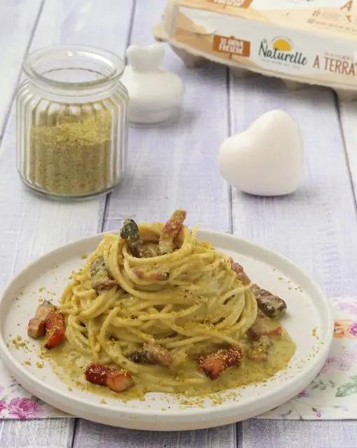 Ricetta Carbonara al pistacchio di cucinafacileconelena