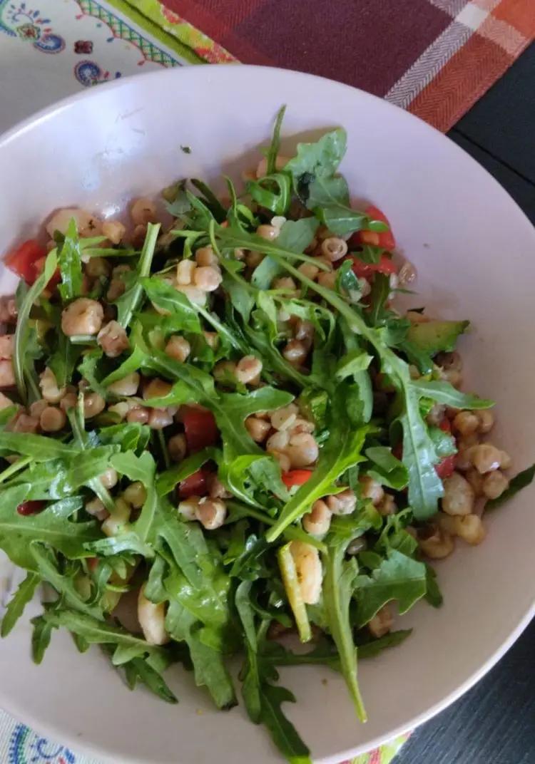 Ricetta Fregola con gamberetti zucchine rucola e pachino di destefanispina