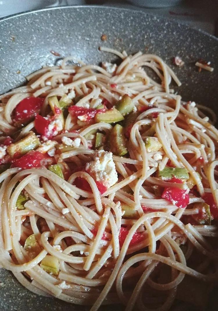 Ricetta spaghetti integrali zucchine,ricotta e pomodorini🤭 di aboutsof