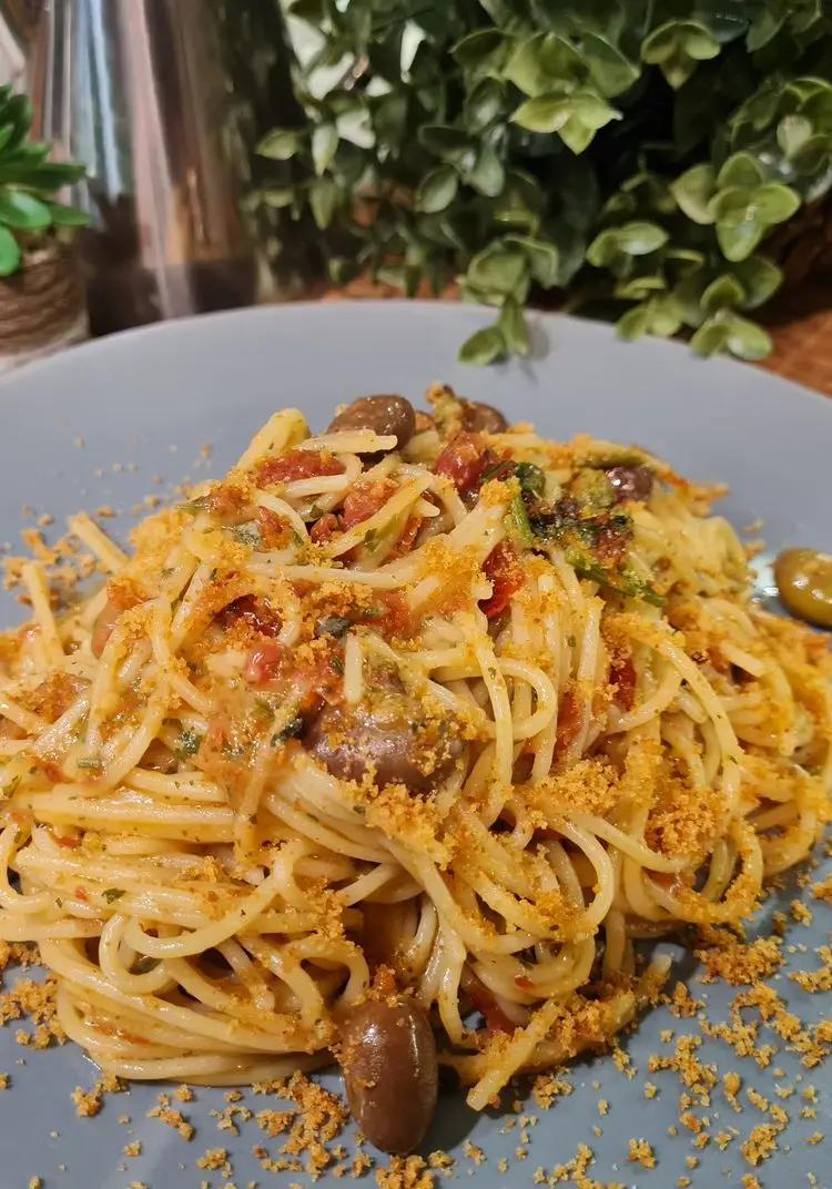 Ricetta Spaghettino risottato pomodori secchi olive taggiasche e capperi di Briciole_di_mollica