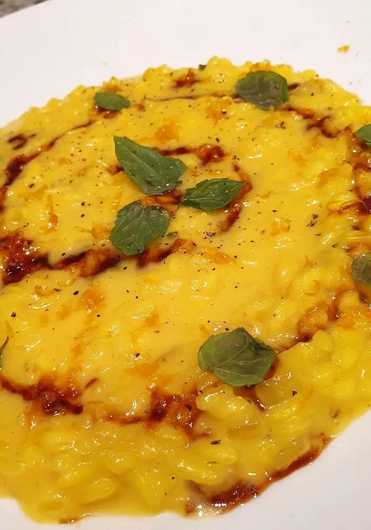 Ricetta Risotto al prosecco e zafferano con scorza d'arancia, glassa di fichi e menta fresca di robertobabbilonia