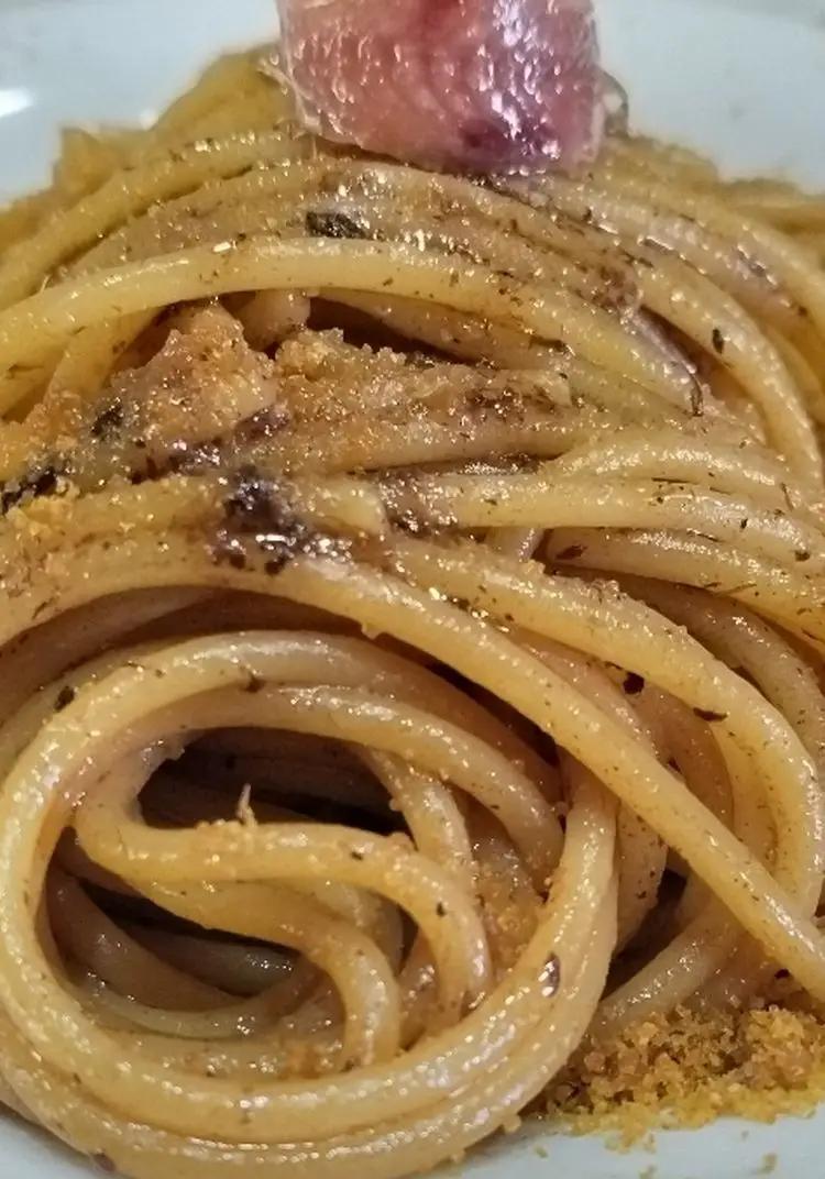 Ricetta Spaghetti aglio nero acciughe e bottarga di muggine 🍝 di roberto.grimaldi64