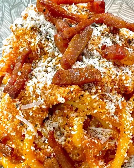 Ricetta Amatriciana con Spaghettoni XXL Pasta Garofalo di Gnamseppe