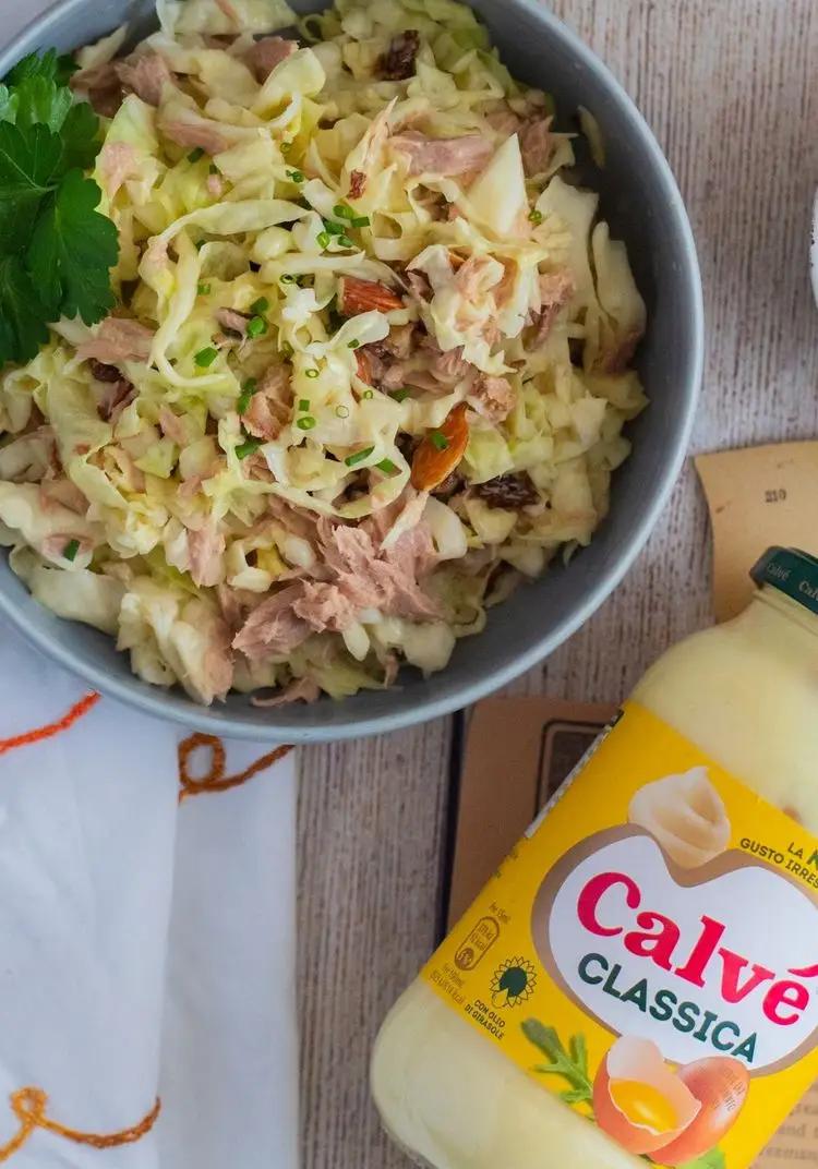 Ricetta Insalata di Cavolo Cappuccio, Tonno e Maionese Agrumata di ATavolaConWilli