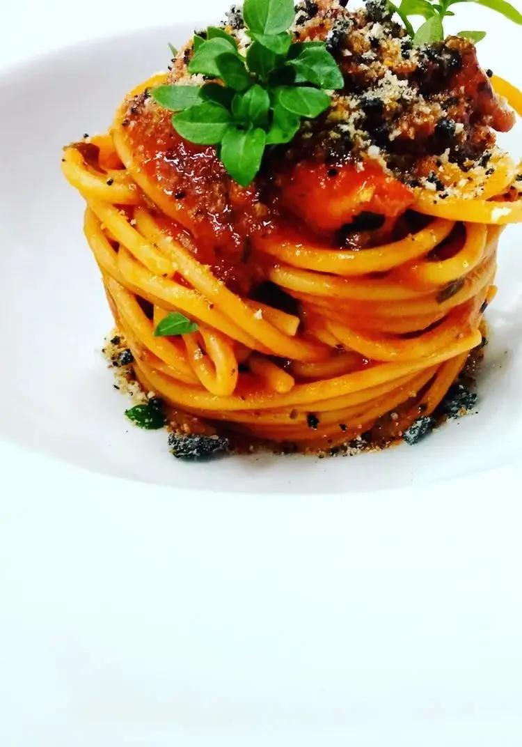 Ricetta Chitarra al ragù di polpo e mollica al nero di seppia di Chefcristiancardillo