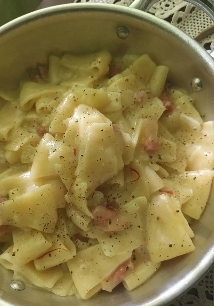 Ricetta Maltagliati con patate allo zafferano scamorza affumicata guanciale e parmigiano di dome.santangelo00