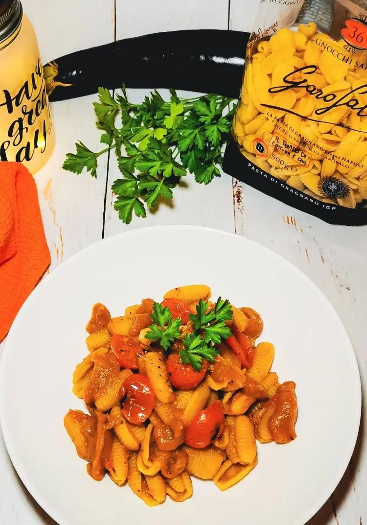 Ricetta Gnocchi sardi con crema di melanzane e pomodorini di cucinafocus