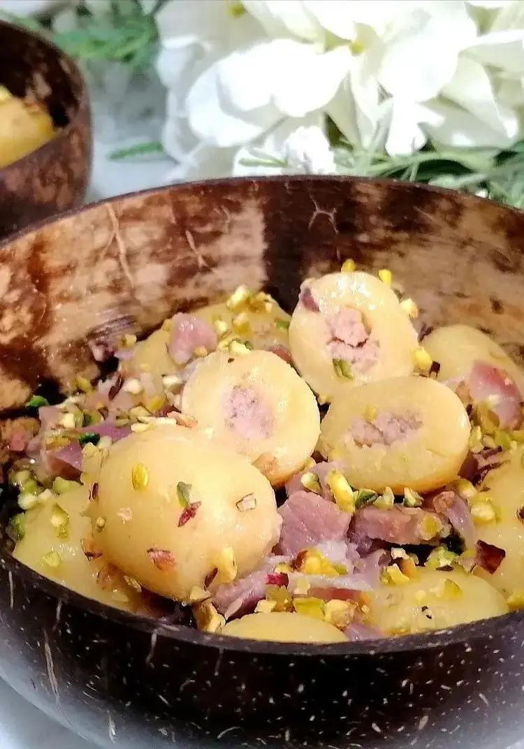 Ricetta Gnocchi ripieni con speck e brie con pistacchi e prosciutto crudo di mammaemma.gnocchi