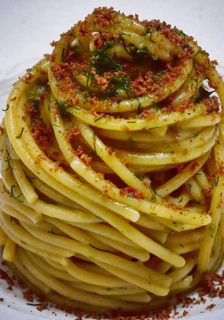 Ricetta Spaghetti al finocchietto selvatico e bottarga di giupis