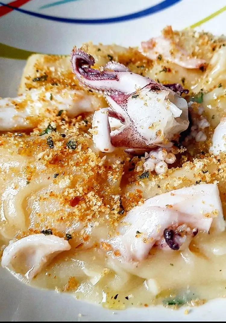 Ricetta Paccheri Garofalo, crema di patate, calamari e pane croccante al basilico💚💚💚 di dianacorradetti