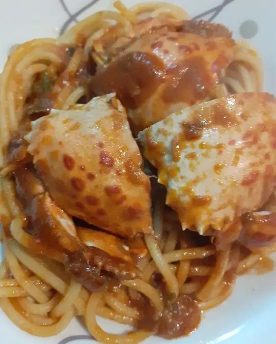 Ricetta Spaghetti con sugo di granchio melograno di eoggicosabolleinpentola