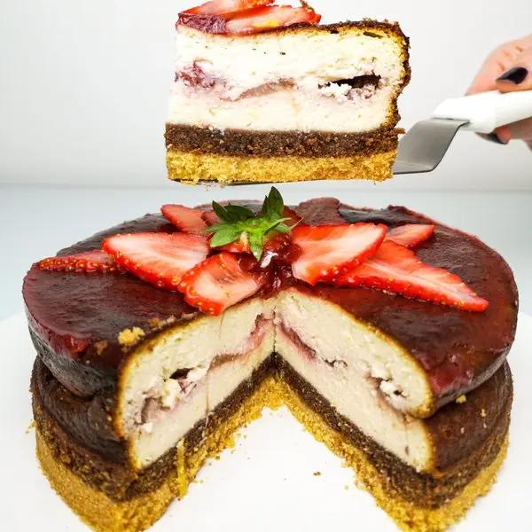 Ricetta Newyork-Cheesecake Senza Zucchero Fragola🍓 e Cocco🥥 di Justfitfood_