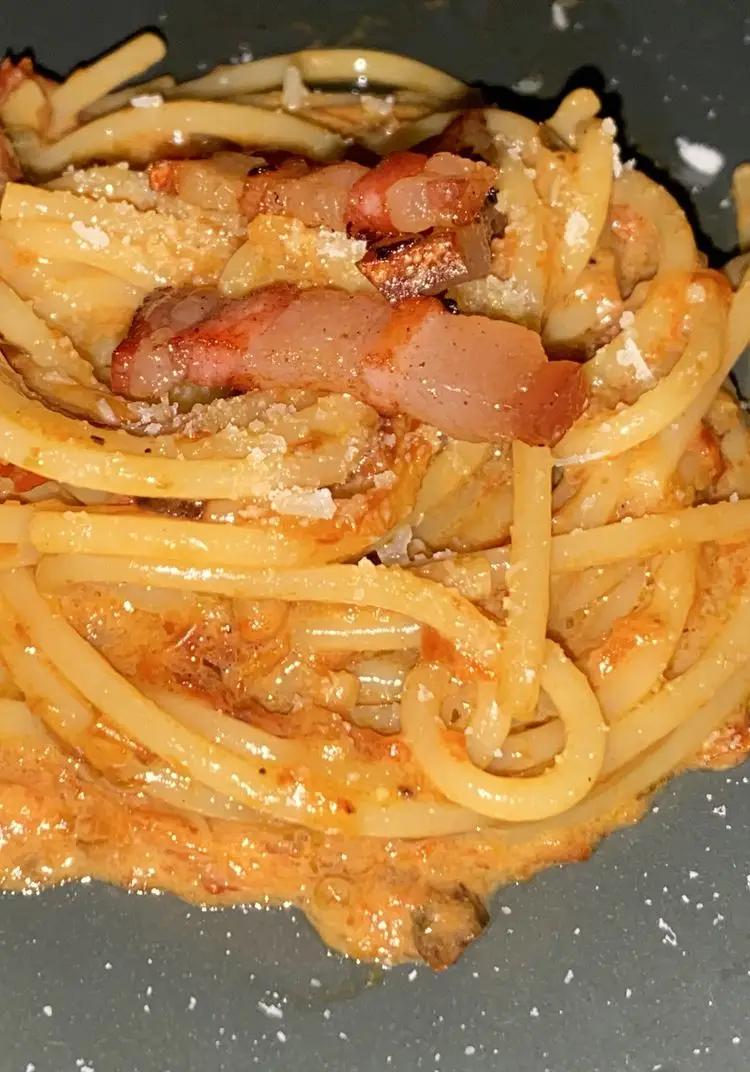 Ricetta Spaghetti crema peperoni e guanciale di silviaskitchen2