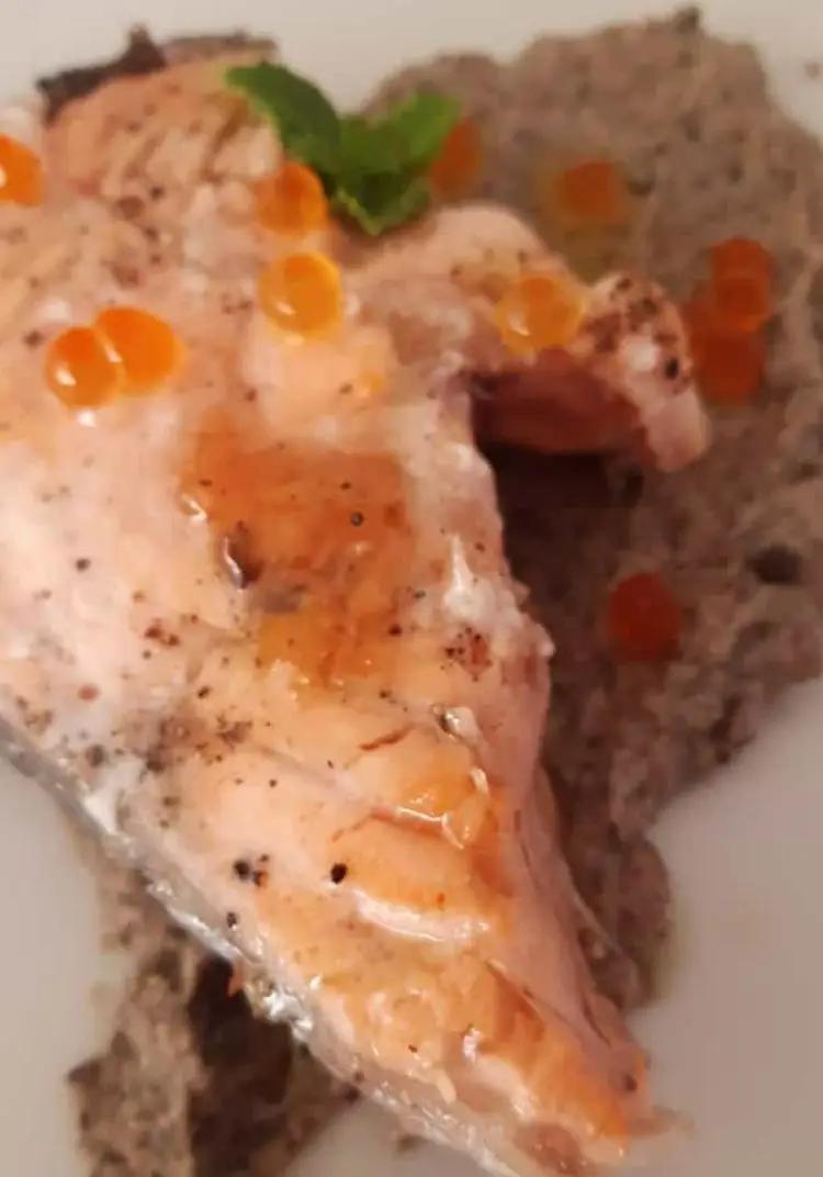 Ricetta salmone all'agodolce su crema lenticchie nere di domenico.sant