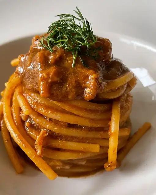 Ricetta Spaghettoni in ristretto di nocchie in porchetta di lomagnafoodblog
