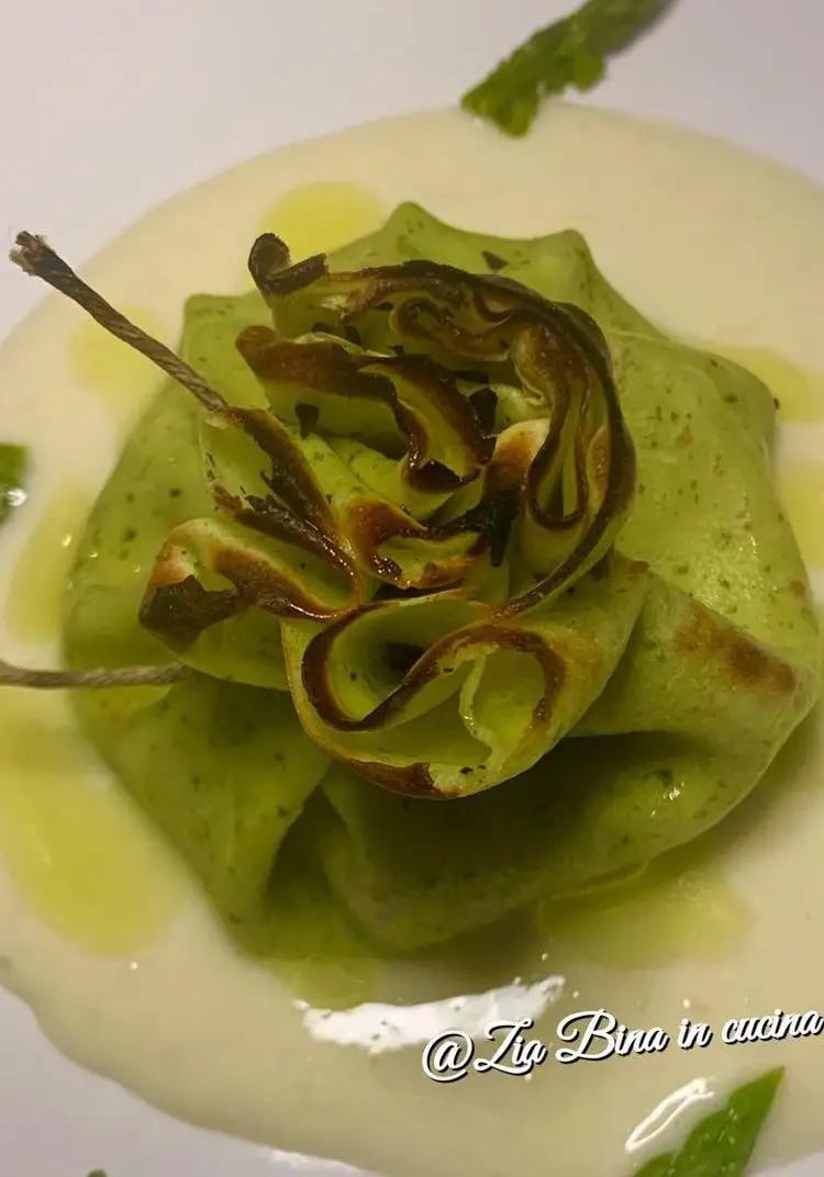 Ricetta Crepes al basilico con asparagi in crema di parmigiano di ziabinaincucina
