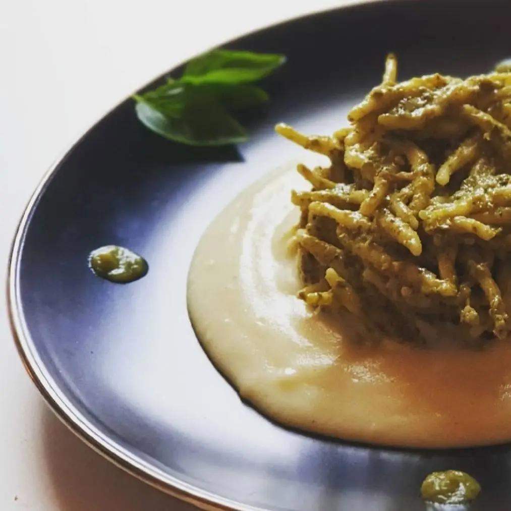 Ricetta Trofie alla Ligure con pesto di basilico su crema di patate ed emulsione di fagiolini di Picci77