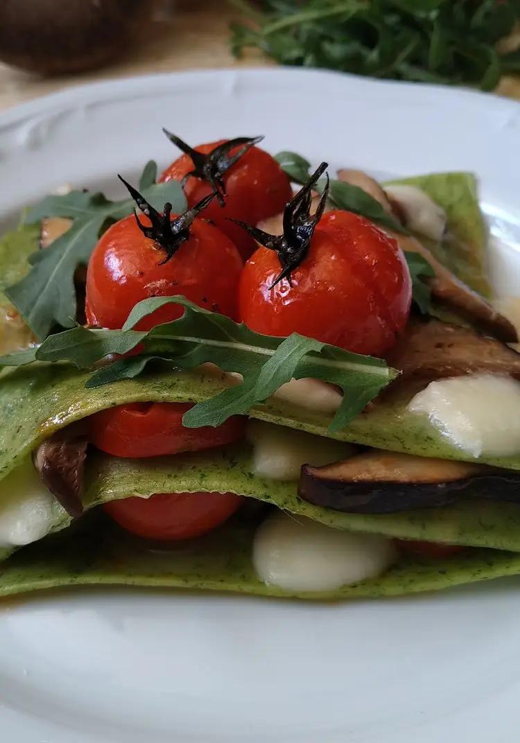 Ricetta Lasagnette verdi con pomodori confit e funghi di mariateresamars