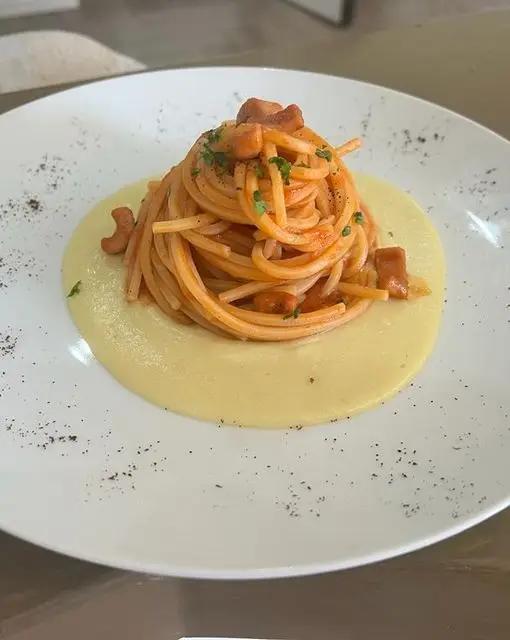 Ricetta Spaghettone di Gragnano con totani della costiera crema di patate e aroma di caffè di savianonunzio