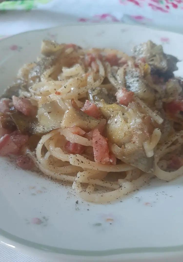 Ricetta Spaghetti con carciofi e pancetta affumicata di francesca_russo