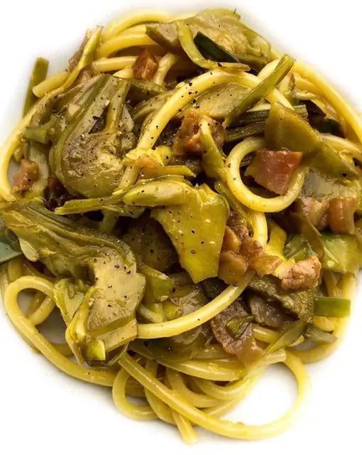 Ricetta Spaghetti con carciofi,guanciale e zabaione salato di FrancescaGlam