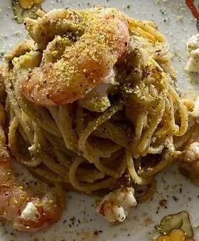 Immagine del passaggio 7 della ricetta Spaghetti gamberi, pistacchi e mozzarella affumicata!