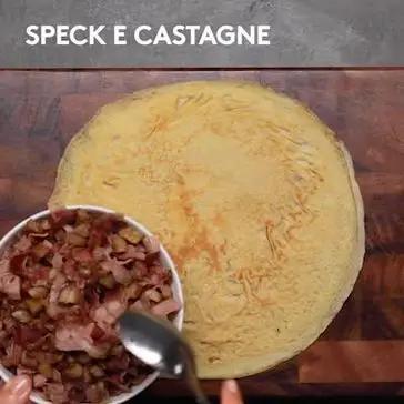 Immagine del passaggio 4 della ricetta Crespelle autunnali con castagne, speck e taleggio